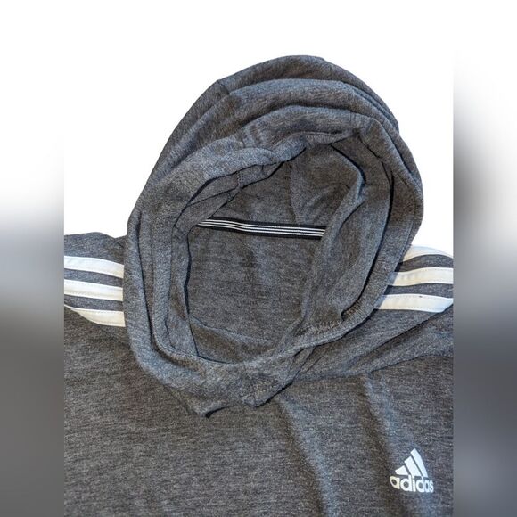 🛍️Adidas Gray & White Long Sleeve Lightweight Hoodie Size Small - Picture 2 of 2